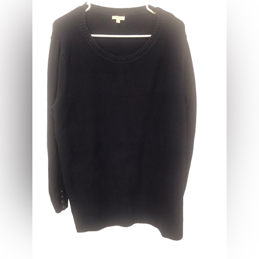 Talbots 3X Like New dark navy sweater with button and trim accents